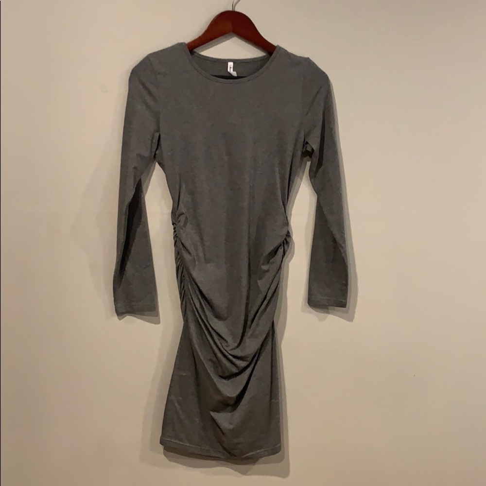 Navy blue long sleeved midi dress